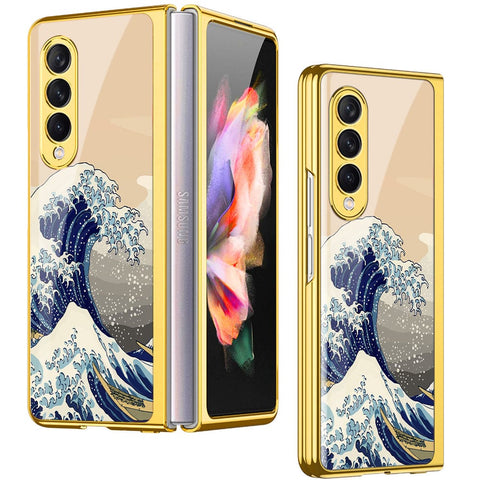 Samsung Galaxy Z Fold 4 5G Cover - Stellar Series - Premium Electroplated Infinity Ultra Shine Glass Soft Silicon Borders Case