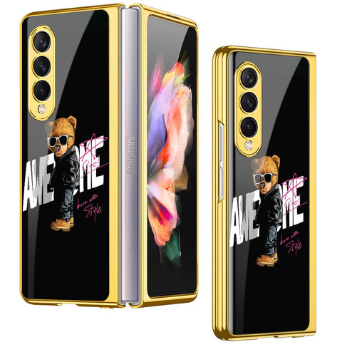 Samsung Galaxy Z Fold 4 5G Cover - Stellar Series - Premium Electroplated Infinity Ultra Shine Glass Soft Silicon Borders Case