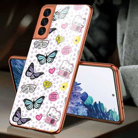 Samsung Galaxy S21 5G Cover - Vanilla Dream Series - Premium Electroplated Infinity Ultra Shine Glass Soft Silicon Borders Case