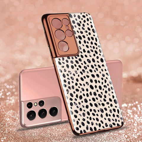 Samsung Galaxy S21 Ultra 5G Cover - Vanilla Dream Series - Premium Electroplated Infinity Ultra Shine Glass Soft Silicon Borders Case