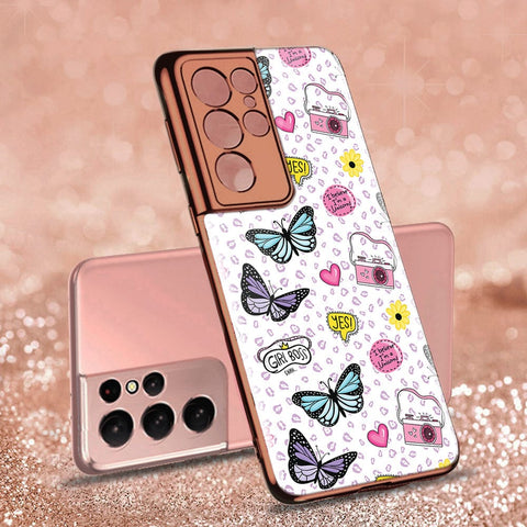 Samsung Galaxy S21 Ultra 5G Cover - Vanilla Dream Series - Premium Electroplated Infinity Ultra Shine Glass Soft Silicon Borders Case