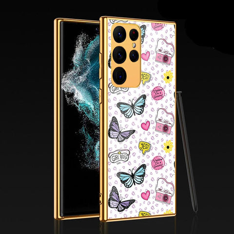 Samsung Galaxy S22 Ultra 5G Cover - Vanilla Dream Series - Premium Electroplated Infinity Ultra Shine Glass Soft Silicon Borders Case