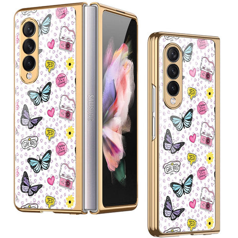 Samsung Galaxy Z Fold 3 5G Cover - Vanilla Dream Series - Premium Electroplated Infinity Ultra Shine Glass Soft Silicon Borders Case