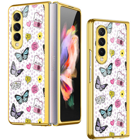 Samsung Galaxy Z Fold 4 5G Cover - Vanilla Dream Series - Premium Electroplated Infinity Ultra Shine Glass Soft Silicon Borders Case