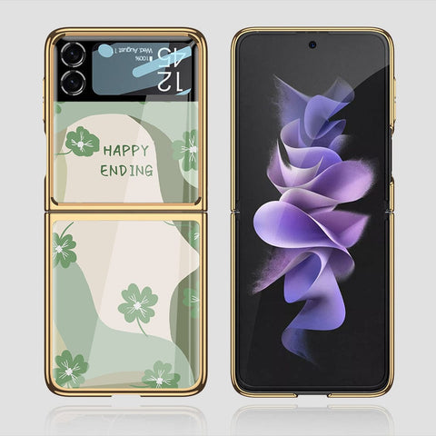 Samsung Galaxy Z Flip 3 5G Cover - Happy Series - Premium Electroplated Infinity Ultra Shine Glass Soft Silicon Borders Case
