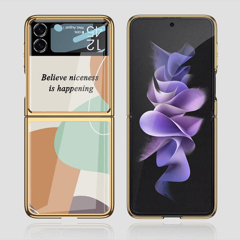Samsung Galaxy Z Flip 3 5G Cover - Happy Series - Premium Electroplated Infinity Ultra Shine Glass Soft Silicon Borders Case