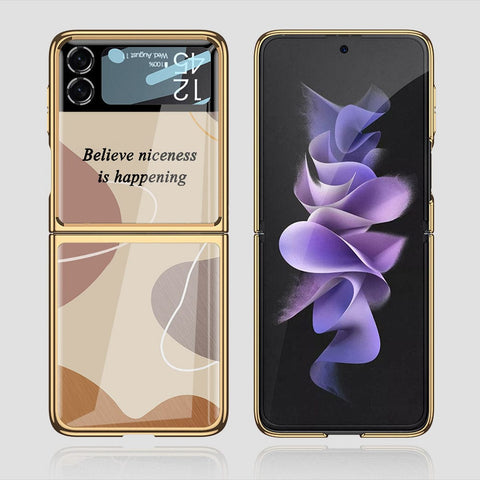 Samsung Galaxy Z Flip 3 5G Cover - Happy Series - Premium Electroplated Infinity Ultra Shine Glass Soft Silicon Borders Case