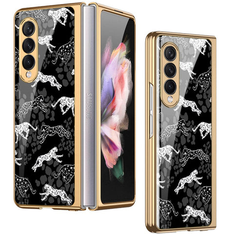 Samsung Galaxy Z Fold 3 5G Cover - Hustle Series - Premium Electroplated Infinity Ultra Shine Glass Soft Silicon Borders Case