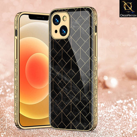 iPhone 13 Cover - Black Marble Series - HQ Ultra Shine Premium Infinity Glass Soft Silicon Borders Case