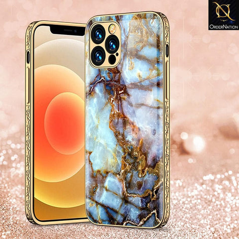 iPhone 12 Pro Max Cover - Colorful Marble Series - Premium Electroplated Infinity Ultra Shine Glass Soft Silicon Borders Case