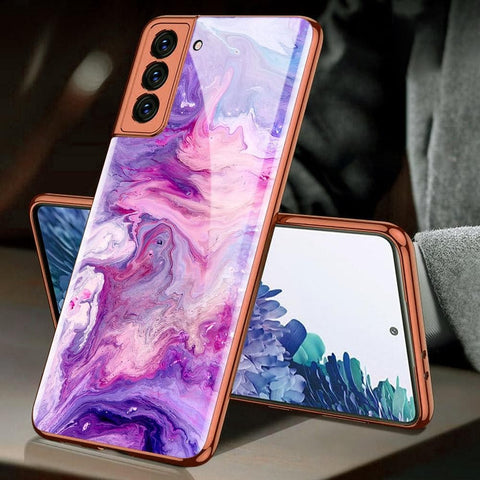 Samsung Galaxy S21 5G Cover - Colorful Marble Series - Premium Electroplated Infinity Ultra Shine Glass Soft Silicon Borders Case