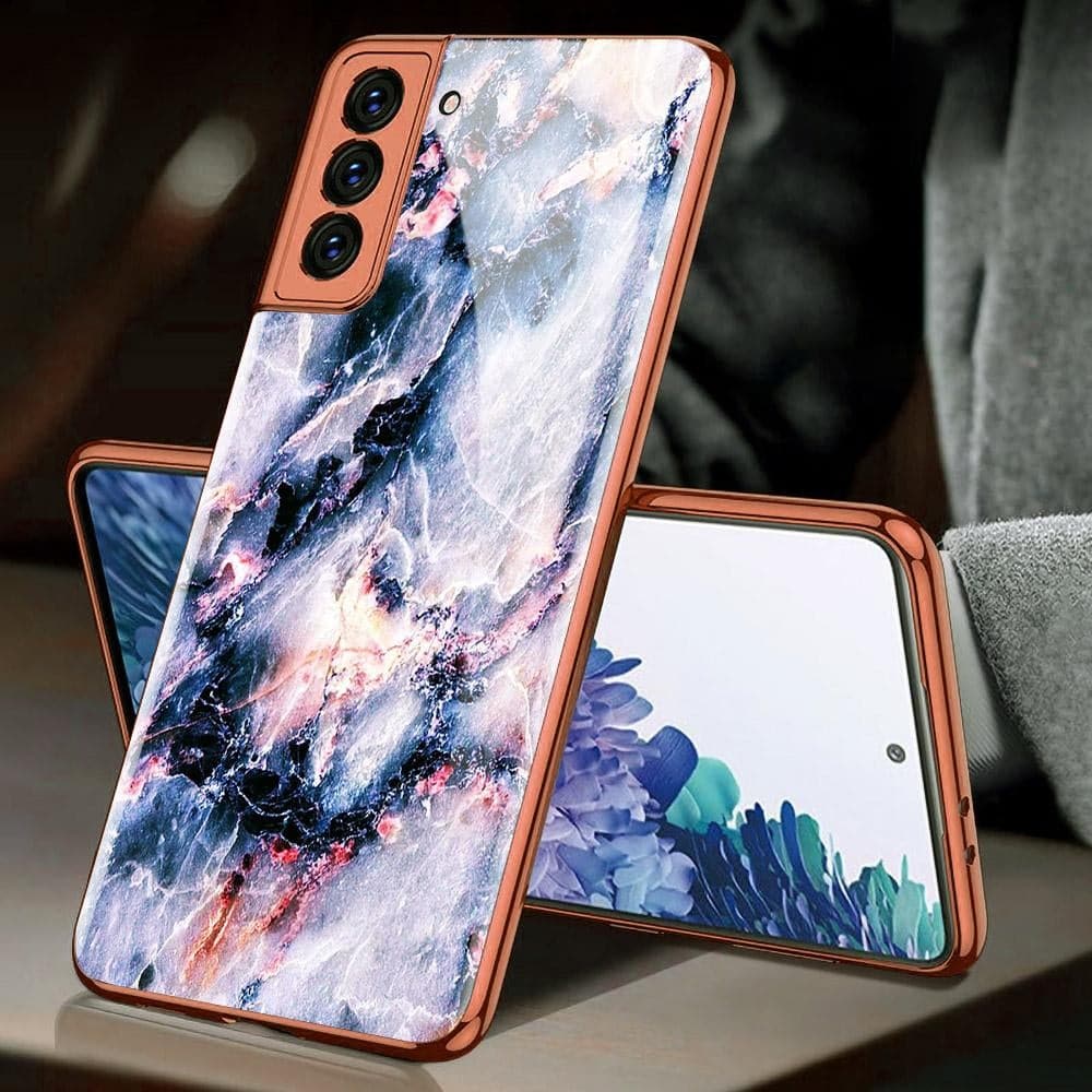 Samsung Galaxy S21 Plus 5G Cover - Colorful Marble Series - Premium Electroplated Infinity Ultra Shine Glass Soft Silicon Borders Case