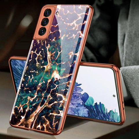 Samsung Galaxy S21 Plus 5G Cover - Colorful Marble Series - Premium Electroplated Infinity Ultra Shine Glass Soft Silicon Borders Case