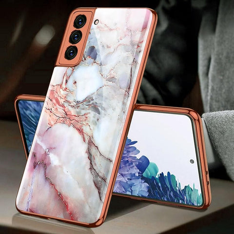 Samsung Galaxy S21 Plus 5G Cover - Colorful Marble Series - Premium Electroplated Infinity Ultra Shine Glass Soft Silicon Borders Case