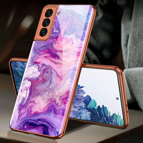 Samsung Galaxy S21 Plus 5G Cover - Colorful Marble Series - Premium Electroplated Infinity Ultra Shine Glass Soft Silicon Borders Case