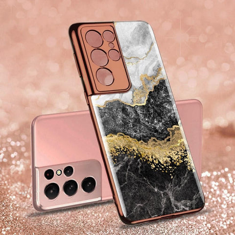 Samsung Galaxy S21 Ultra 5G Cover - Colorful Marble Series - Premium Electroplated Infinity Ultra Shine Glass Soft Silicon Borders Case