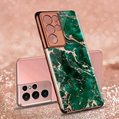 Samsung Galaxy S21 Ultra 5G Cover - Colorful Marble Series - Premium Electroplated Infinity Ultra Shine Glass Soft Silicon Borders Case