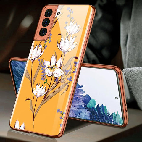 Samsung Galaxy S21 5G Cover - Floral Series - Premium Electroplated Infinity Ultra Shine Glass Soft Silicon Borders Case