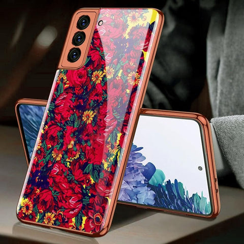 Samsung Galaxy S21 Plus 5G Cover - Floral Series - Premium Electroplated Infinity Ultra Shine Glass Soft Silicon Borders Case