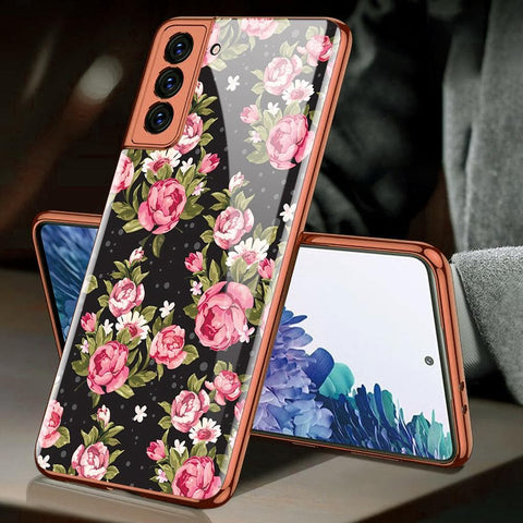 Samsung Galaxy S21 Plus 5G Cover - Floral Series - Premium Electroplated Infinity Ultra Shine Glass Soft Silicon Borders Case
