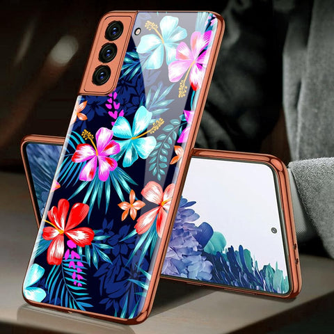 Samsung Galaxy S21 Plus 5G Cover - Floral Series - Premium Electroplated Infinity Ultra Shine Glass Soft Silicon Borders Case
