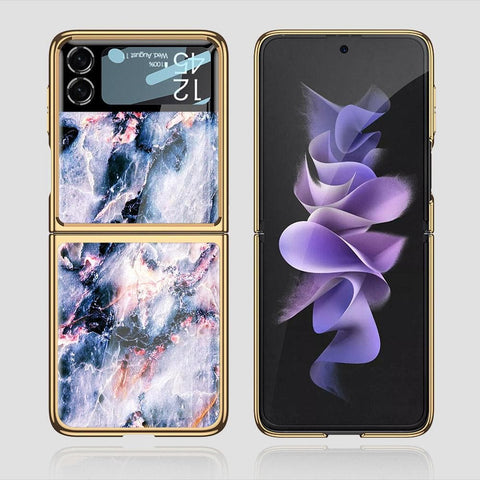 Samsung Galaxy Z Flip 3 5G Cover - Colorful Marble Series - Premium Electroplated Infinity Ultra Shine Glass Soft Silicon Borders Case