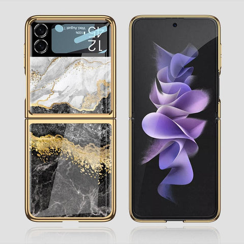 Samsung Galaxy Z Flip 3 5G Cover - Colorful Marble Series - Premium Electroplated Infinity Ultra Shine Glass Soft Silicon Borders Case
