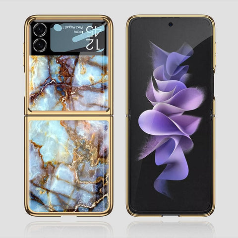 Samsung Galaxy Z Flip 3 5G Cover - Colorful Marble Series - Premium Electroplated Infinity Ultra Shine Glass Soft Silicon Borders Case