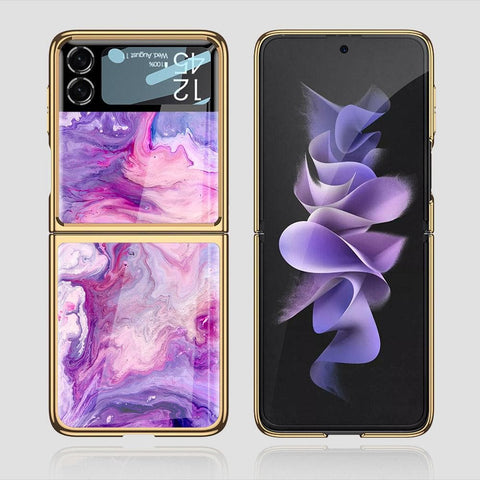 Samsung Galaxy Z Flip 3 5G Cover - Colorful Marble Series - Premium Electroplated Infinity Ultra Shine Glass Soft Silicon Borders Case