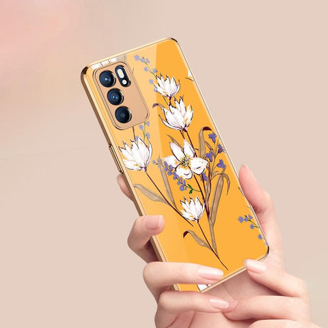 Oppo Reno 6 Pro 5G Cover - Floral Series - Premium Electroplated Infinity Ultra Shine Glass Soft Silicon Borders Case