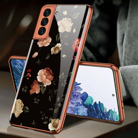 Samsung Galaxy S21 5G Cover - Floral Series 2 - Premium Electroplated Infinity Ultra Shine Glass Soft Silicon Borders Case