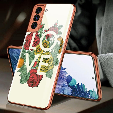 Samsung Galaxy S21 Plus 5G Cover - Floral Series 2 - Premium Electroplated Infinity Ultra Shine Glass Soft Silicon Borders Case