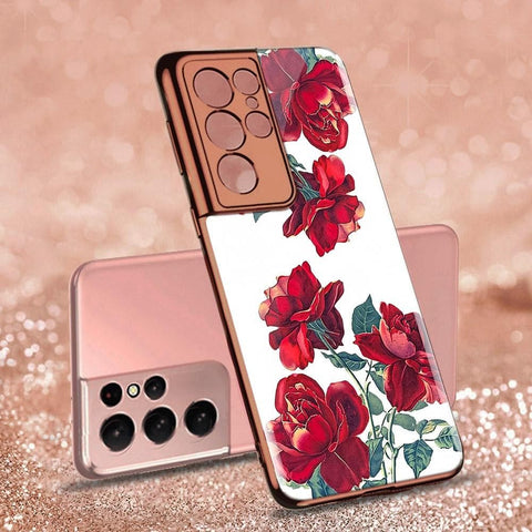Samsung Galaxy S21 Ultra 5G Cover - Floral Series 2 - Premium Electroplated Infinity Ultra Shine Glass Soft Silicon Borders Case