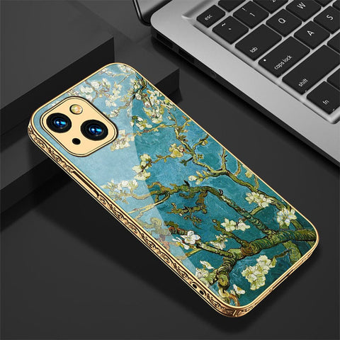 iPhone 13 Cover - Floral Series 2 - HQ Ultra Shine Premium Infinity Glass Soft Silicon Borders Case