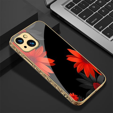 iPhone 13 Cover - Floral Series 2 - HQ Ultra Shine Premium Infinity Glass Soft Silicon Borders Case