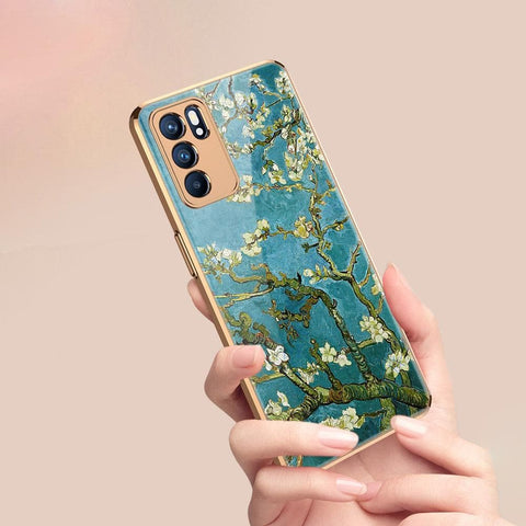 Oppo Reno 6 Pro 5G Cover - Floral Series 2 - Premium Electroplated Infinity Ultra Shine Glass Soft Silicon Borders Case