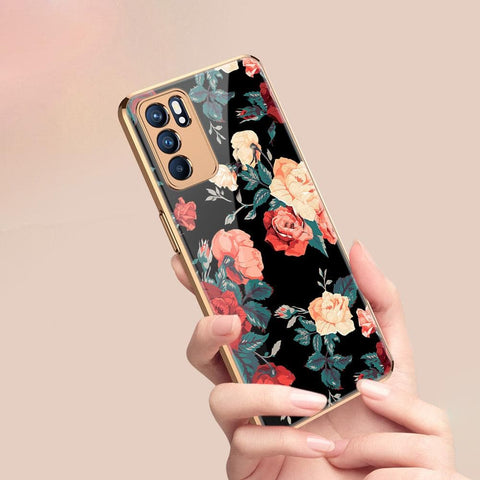 Oppo Reno 6 Pro 5G Cover - Floral Series 2 - Premium Electroplated Infinity Ultra Shine Glass Soft Silicon Borders Case