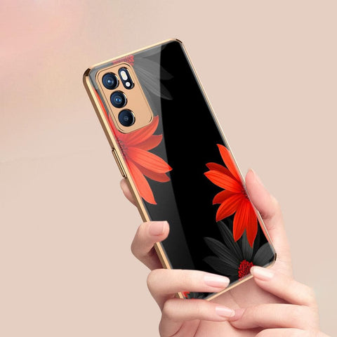 Oppo Reno 6 Pro 5G Cover - Floral Series 2 - Premium Electroplated Infinity Ultra Shine Glass Soft Silicon Borders Case