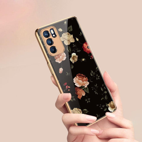Oppo Reno 6 Pro 5G Cover - Floral Series 2 - Premium Electroplated Infinity Ultra Shine Glass Soft Silicon Borders Case