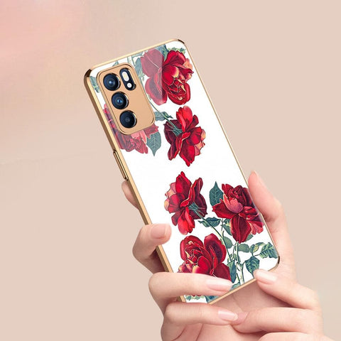 Oppo Reno 6 Pro 5G Cover - Floral Series 2 - Premium Electroplated Infinity Ultra Shine Glass Soft Silicon Borders Case