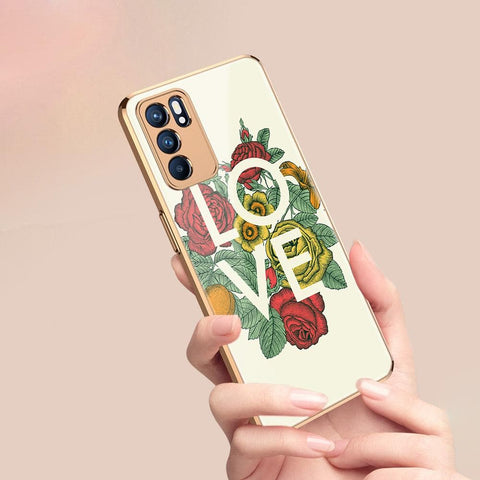 Oppo Reno 6 Pro 5G Cover - Floral Series 2 - Premium Electroplated Infinity Ultra Shine Glass Soft Silicon Borders Case