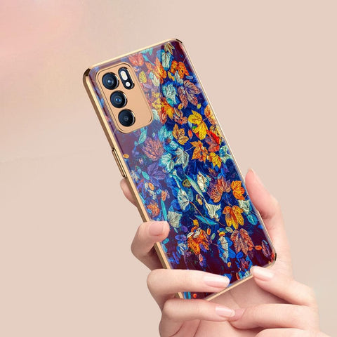 Oppo Reno 6 Pro 5G Cover - Floral Series 2 - Premium Electroplated Infinity Ultra Shine Glass Soft Silicon Borders Case