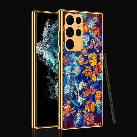 Samsung Galaxy S22 Ultra 5G Cover- Floral Series 2 - Premium Electroplated Infinity Ultra Shine Glass Soft Silicon Borders Case