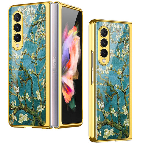 Samsung Galaxy Z Fold 4 5G Cover- Floral Series 2 - Premium Electroplated Infinity Ultra Shine Glass Soft Silicon Borders Case