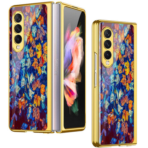Samsung Galaxy Z Fold 4 5G Cover- Floral Series 2 - Premium Electroplated Infinity Ultra Shine Glass Soft Silicon Borders Case