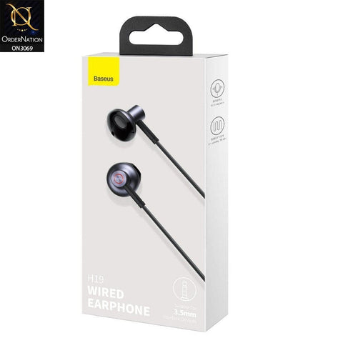 Black - Baseus Encok 3.5mm Wired Handsfree H19