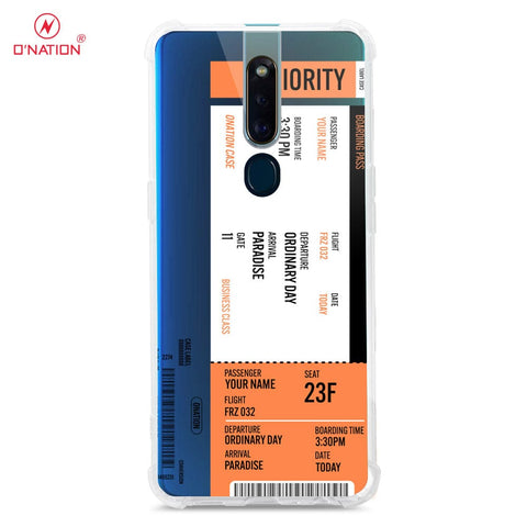 Oppo F11 Pro Cover - Personalised Boarding Pass Ticket Series - 5 Designs - Clear Phone Case - Soft Silicon Borders