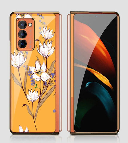 Samsung Galaxy Z Fold 2 5G Cover - Floral Series - Premium Electroplated Infinity Ultra Shine Glass Soft Silicon Borders Case