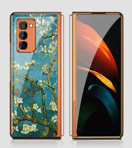 Samsung Galaxy Z Fold 2 5G Cover - Floral Series 2 - Premium Electroplated Infinity Ultra Shine Glass Soft Silicon Borders Case