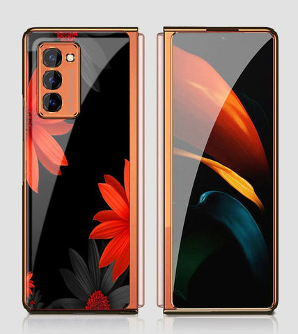 Samsung Galaxy Z Fold 2 5G Cover - Floral Series 2 - Premium Electroplated Infinity Ultra Shine Glass Soft Silicon Borders Case